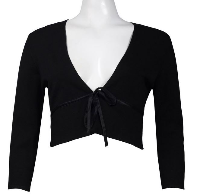 Donna Ricco Black Long Sleeve Bolero Jacket - Scarfanatics
